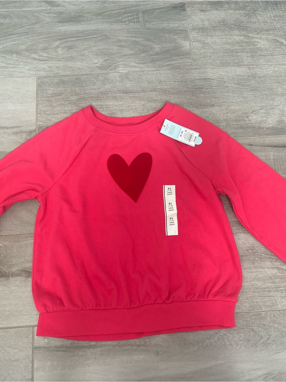 Cat & Jack Hot Pink Sweatshirt with Red Heart Graphic